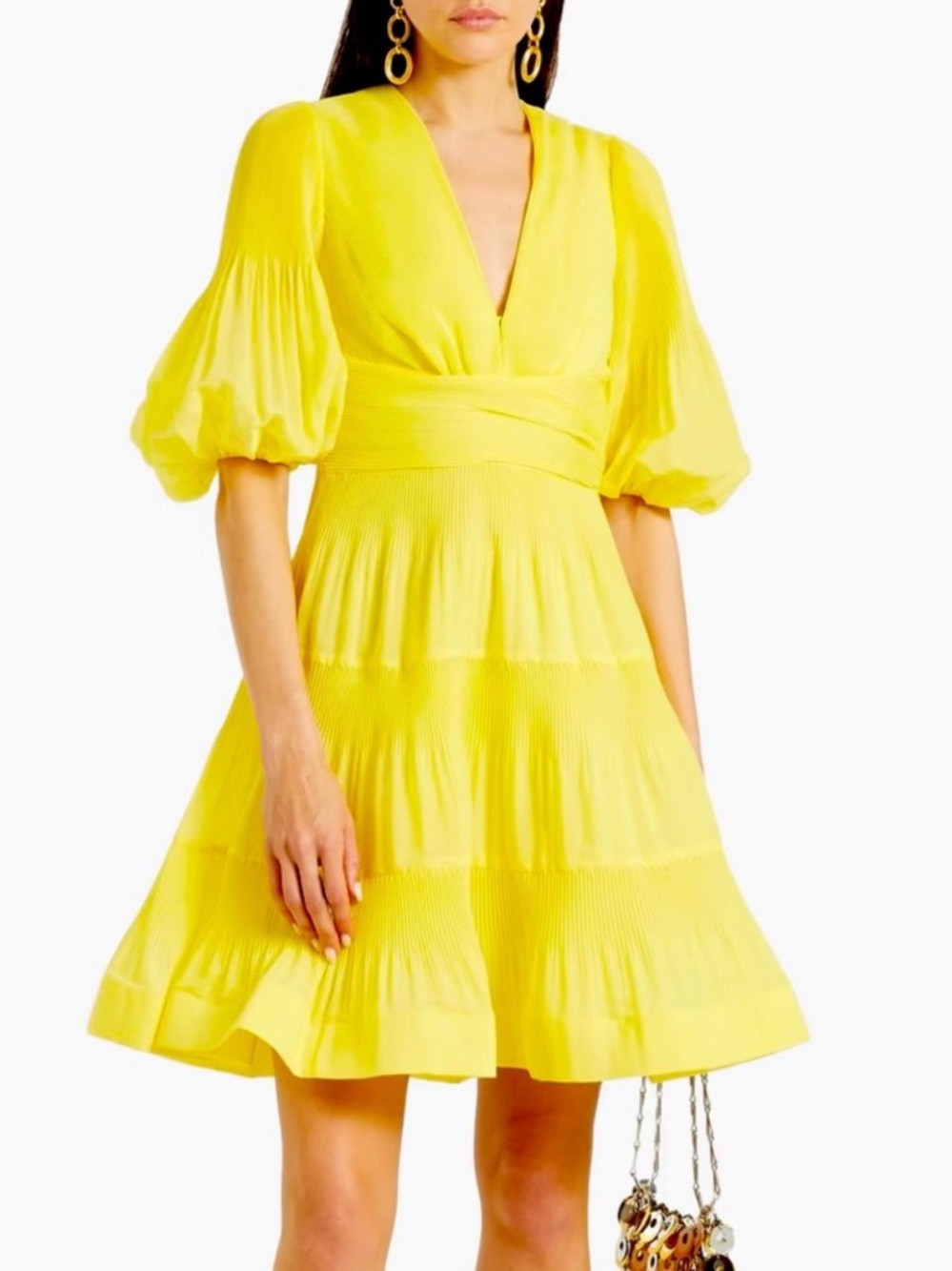 ZIMMERMANN NWT Pleated Mini Dress in Lemon